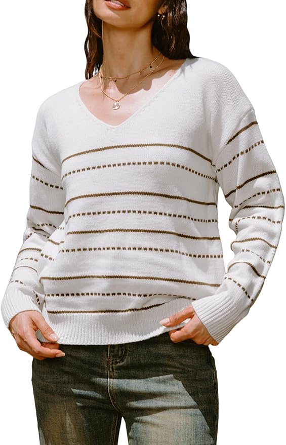 Women's Long Sleeve Sweater Knit V Neck