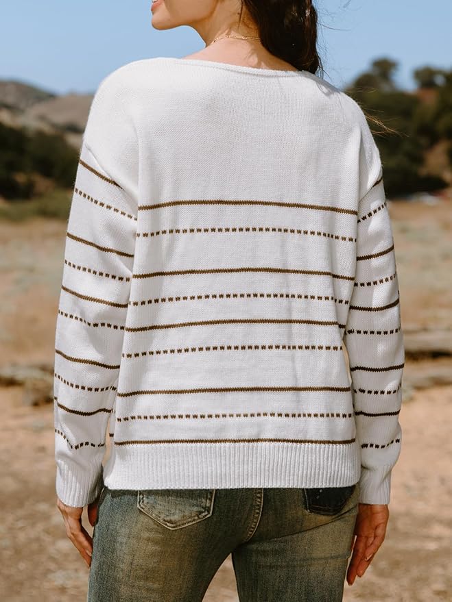 Women's Long Sleeve Sweater Knit V Neck