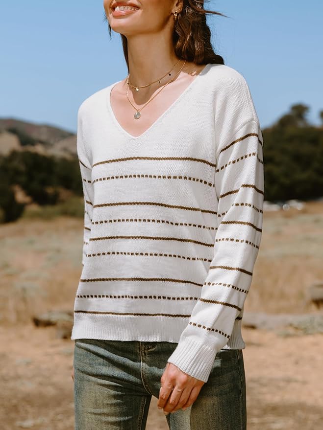 Women's Long Sleeve Sweater Knit V Neck