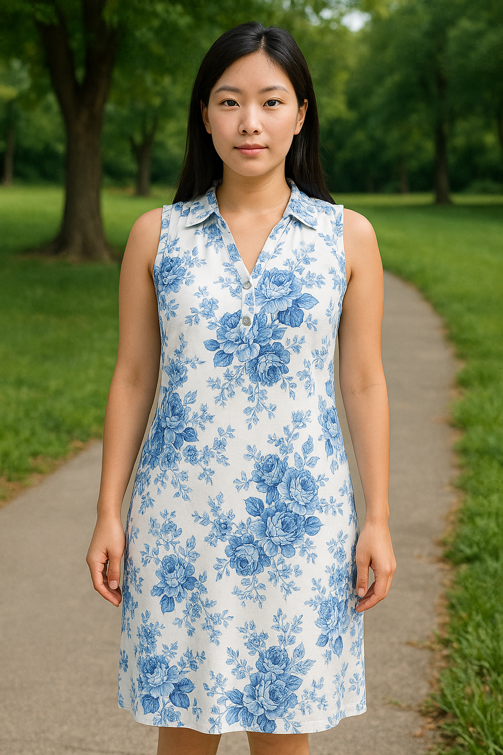 Blue & White Majora Floral Dress