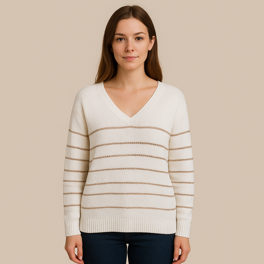 Women's Long Sleeve Sweater Knit V Neck